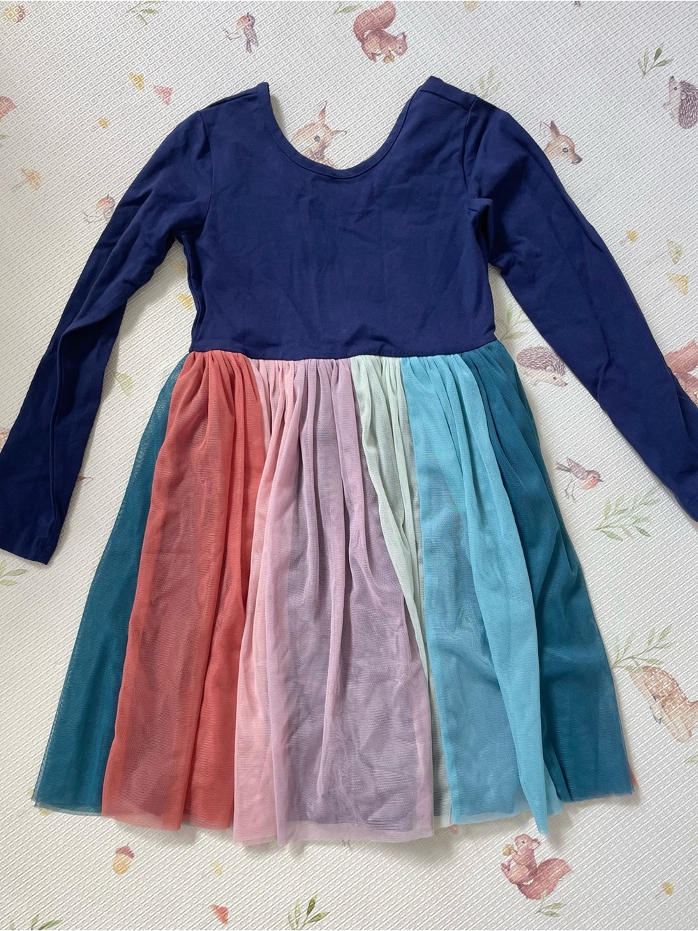 Hannah Andersson Rainbow Tulle long sleeve Dress size 6-7